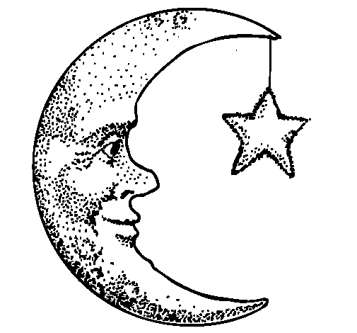 Dibujo de Luna y estrella para Colorear