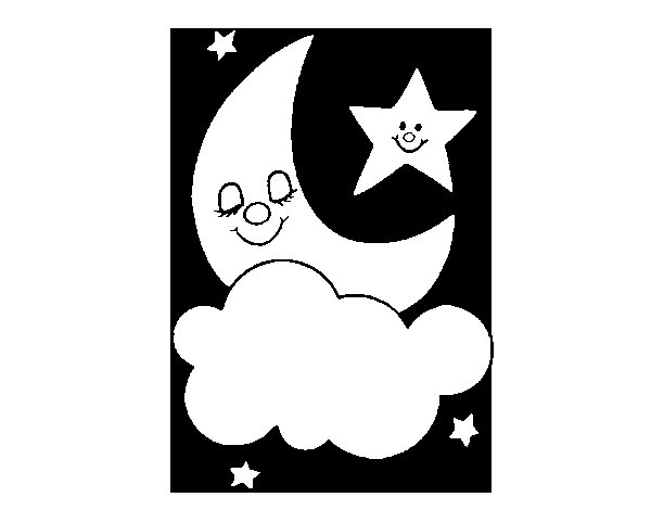 Dibujo De Luna Y Estrellas Para Colorear Dibujos Net