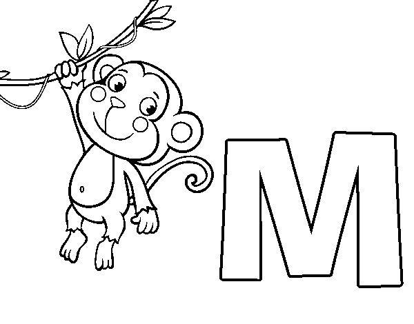Dibujo de M de Mono para Colorear