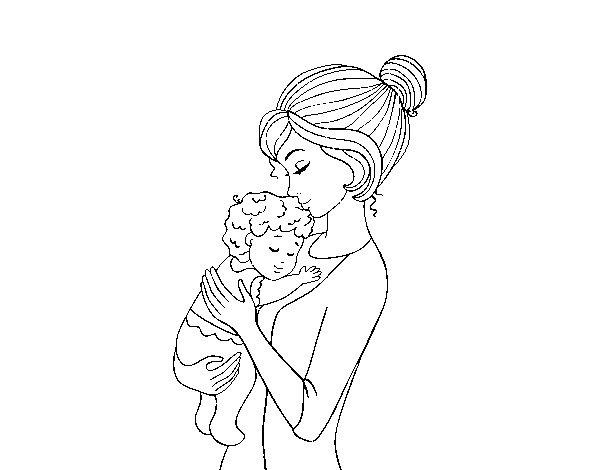 Dibujo de Madre cogiendo al bebé para Colorear
