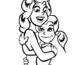 Dibujo de Madre e hija abrazadas