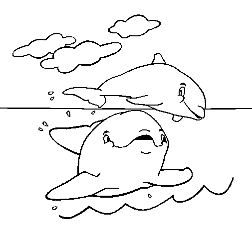 Dibujo de Madre e hijo delfín para Colorear
