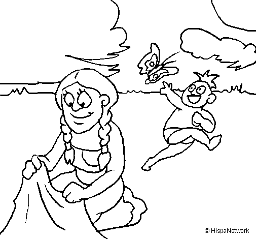Dibujo de Madre e hijo mayas para Colorear
