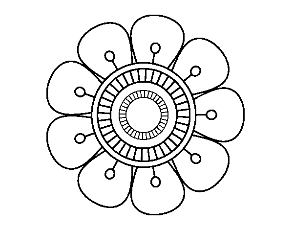 Dibujo de Mandala en forma de flor para Colorear