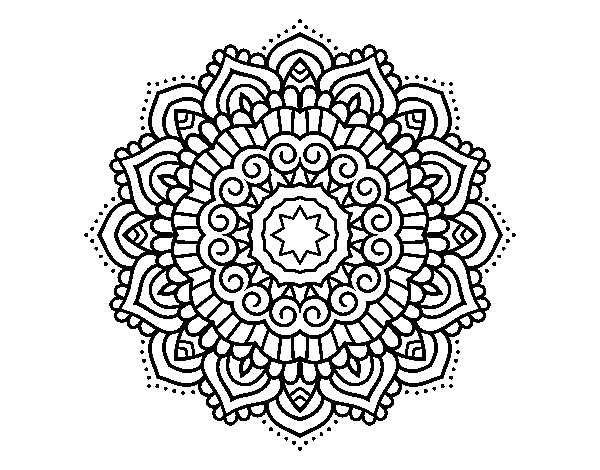 Dibujo de Mandala estrella decorada para Colorear