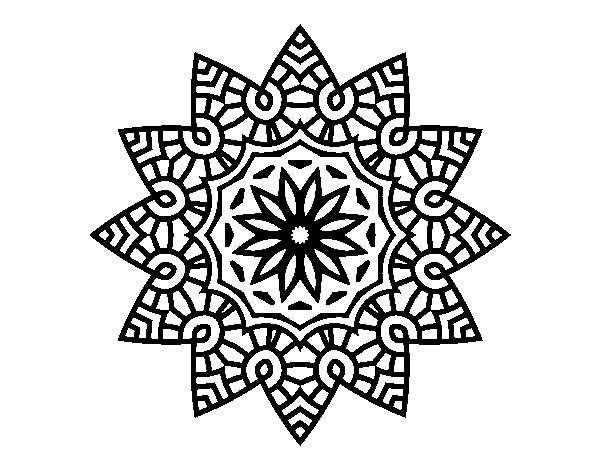 Dibujo de Mandala estrella floral para Colorear