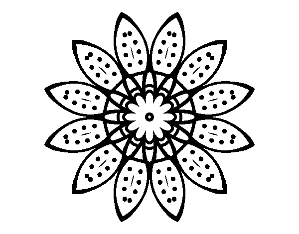 Dibujo de Mandala flor con pétalos para Colorear