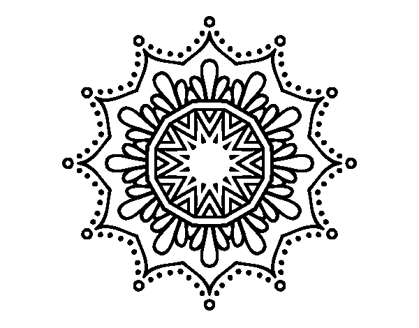 Dibujo de Mandala flor de nieve para Colorear