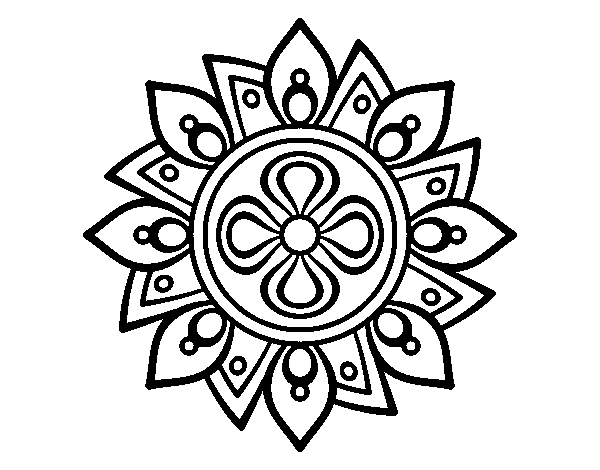 Dibujo de Mandala flor sencilla para Colorear