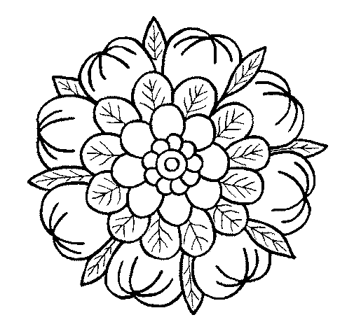Dibujo de Mandala floral para Colorear