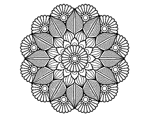 Dibujo de Mandala jardín vegetal para Colorear