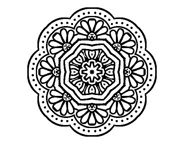 Dibujo de Mandala mosaico modernista para Colorear