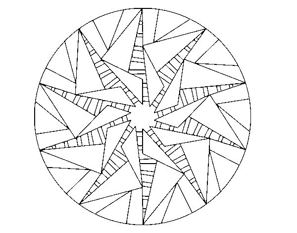 Dibujo de Mandala sol triangular para Colorear