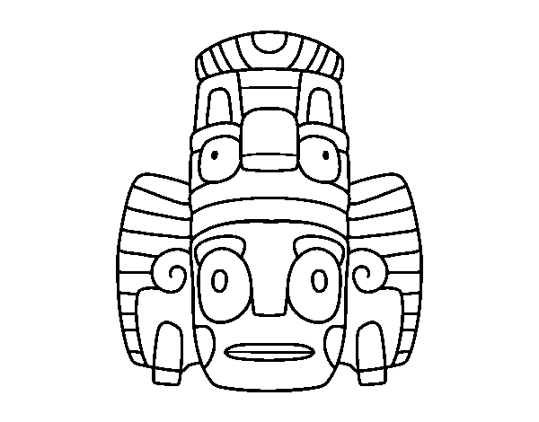 Dibujo de Máscara mexicana de rituales para Colorear