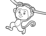 Dibujo de Mono colgado de una rama para colorear