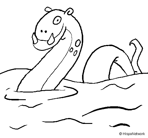 Dibujo de Monstruo del lago nes para Colorear