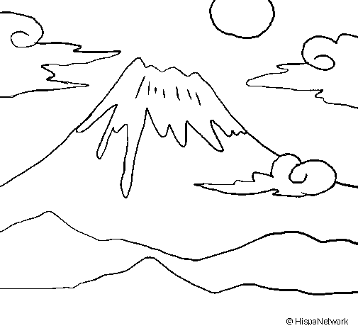 Dibujo de Monte Fuji para Colorear