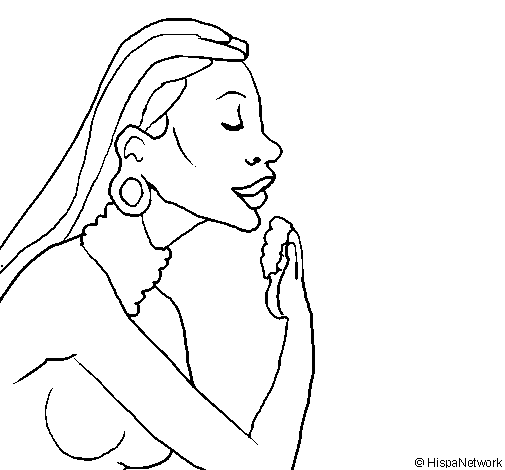Dibujo de Mujer protegiendose la piel para Colorear