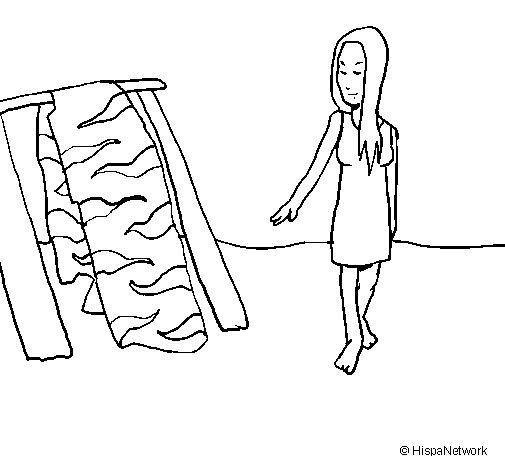 Dibujo de Mujer secando la piel para Colorear