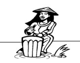 Dibujo de Mujer tocando el bongó