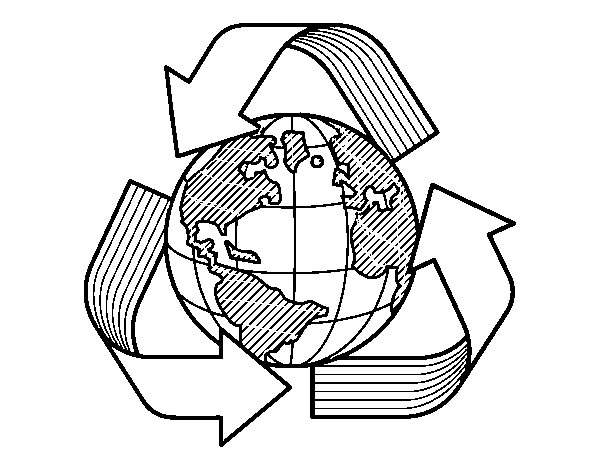 Dibujo de Mundo Reciclaje para Colorear