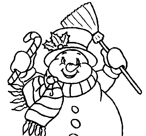 Dibujo de Muñeco de nieve con bufanda para Colorear