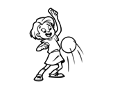 Dibujo de Niña botando la pelota para colorear