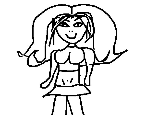 Dibujo de Niña con falda para Colorear