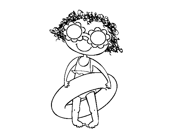 Dibujo de Niña con gafas florales para Colorear