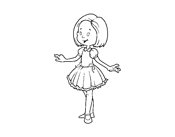 Dibujo de Niña con vestido de princesa para Colorear