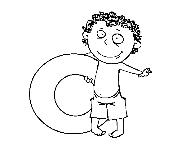 Dibujo de Niño con flotador para Colorear