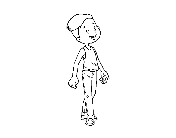 Dibujo de Niño con tupé para Colorear