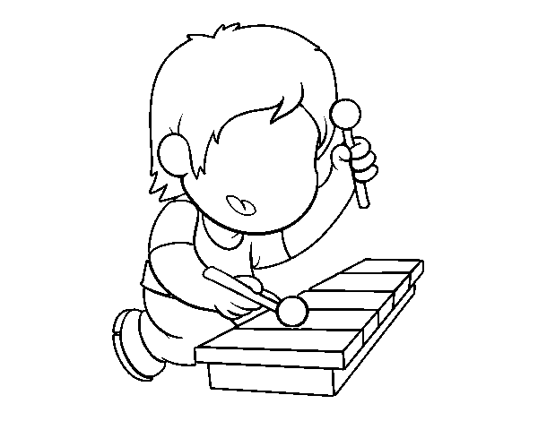 Dibujo de Niño con xilófono para Colorear