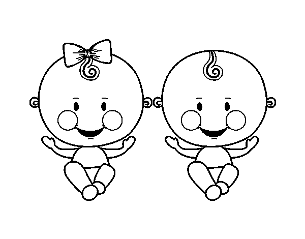Dibujo de Niño y niña gemelos para Colorear