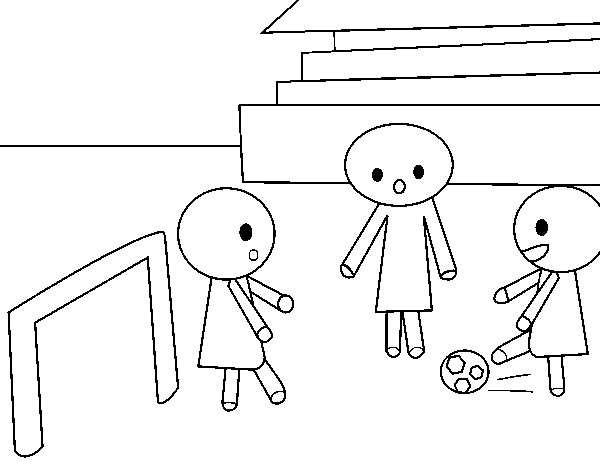 Dibujo de Niños jugando a futbol para Colorear