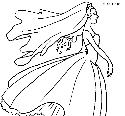 Dibujo de Novia hacia el altar para Colorear