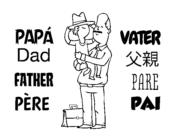 Dibujo de Padre e hijo con sombrero para Colorear