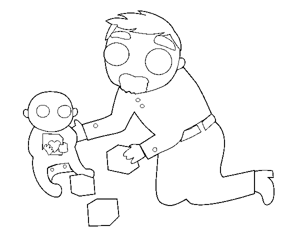 Dibujo de Padre jugando con bebé para Colorear