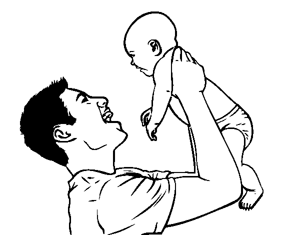 Dibujo de Padre y bebé para Colorear