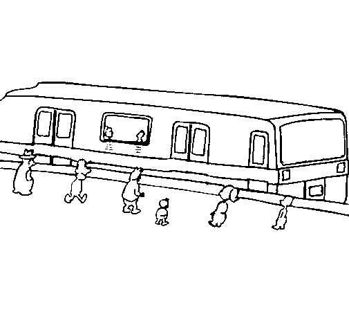 Dibujo de Pasajeros esperando al tren para Colorear