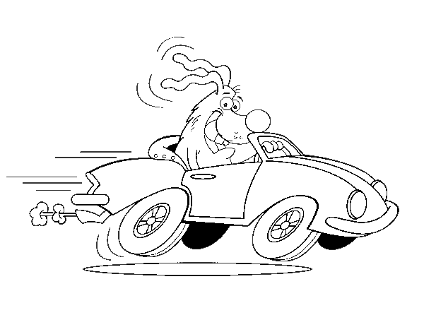 Dibujo de Perro conduciendo un descapotable para Colorear
