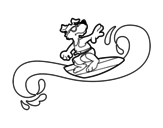 Dibujo de Perro surfeando para colorear