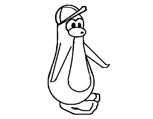 Dibujo de Pingüino con gorra para Colorear