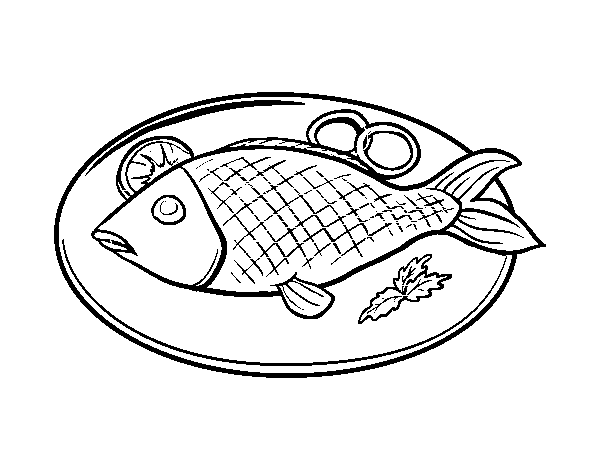 Dibujo de Plato de pescado para Colorear