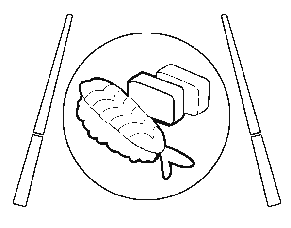 Dibujo de Plato de Sushi para Colorear