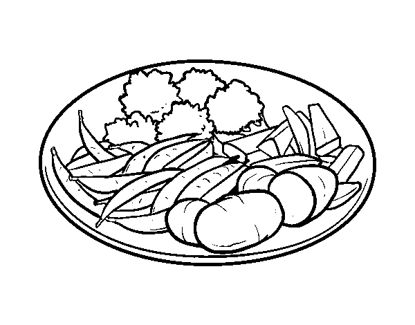 Dibujo de Plato de verduras para Colorear