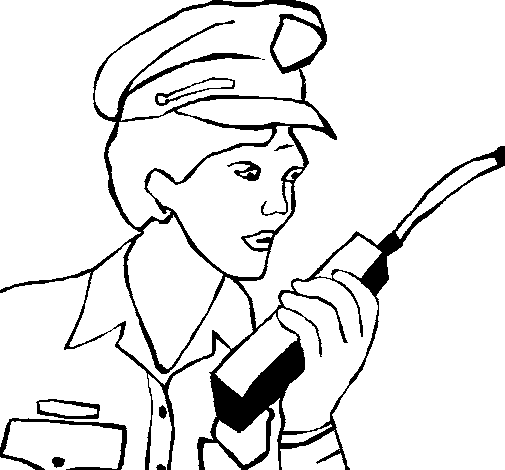 Dibujo de Policía con el walkie para Colorear