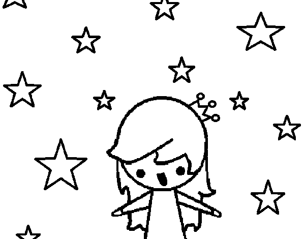 Dibujo de Princesa con estrellas para Colorear