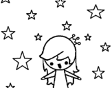 Dibujo de Princesa con estrellas para colorear