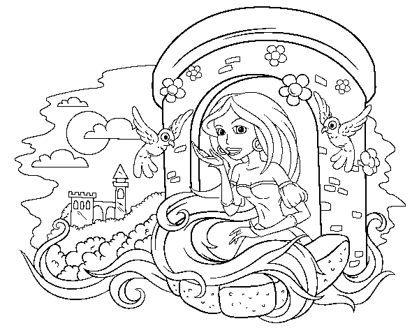 Dibujo de Princesa Rapunzel para Colorear